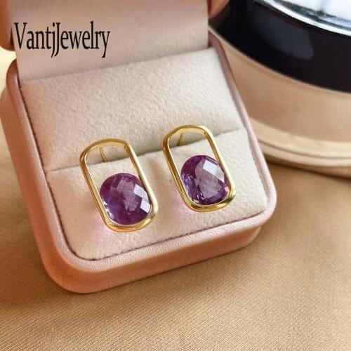 Elegant Natural Amethyst Earring Sterling 925 Silver Gemstone12*10mm for Women Wedding Engagement Birthday Jewelry Gift