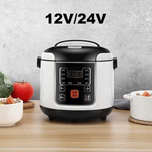 12V/24V Electric Rice Cooker Muiticooker Car Truck Cooking Pot Heating Lunch Box Food Steamer Meal Heater Warmer 2L 110V/220V