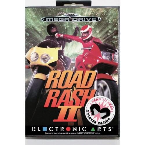 Road Rash 2 Game Cartridge 16 bit MD Game Card With Retail Box For Sega Mega Drive For Genesis