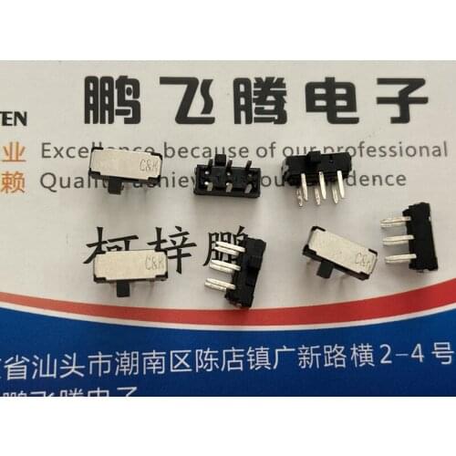 5PCS/lot Imported U.S. C&k JS202011AQN toggle switch 6 feet 2 gear side dial power slide switch straight plug