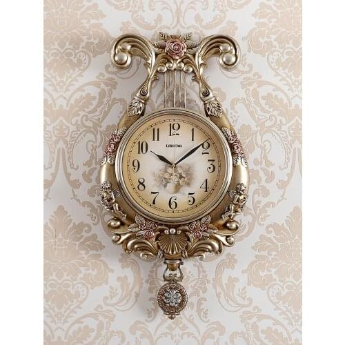 Creative Retro Wall Clock Living Room Bedroom Wall Decoration Clocks Music Art Nostalgic Ornaments Wall-mounted Clocks Pendulum