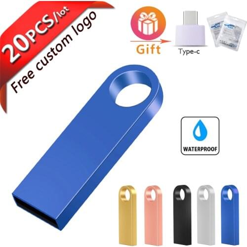 20pcs/lot USB2.0 Free Logo Flash Drive metal pen drive 64GB 8GB 16GB 32GB 128GB memory stick flash card u disk pendrive for Gift