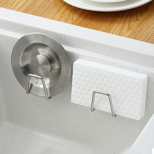Multi Stainless Steel Sponge Holder Adhesive Waterproof Sink Sponge Drain Rack Shelf kitchen organizer and storage Accessories