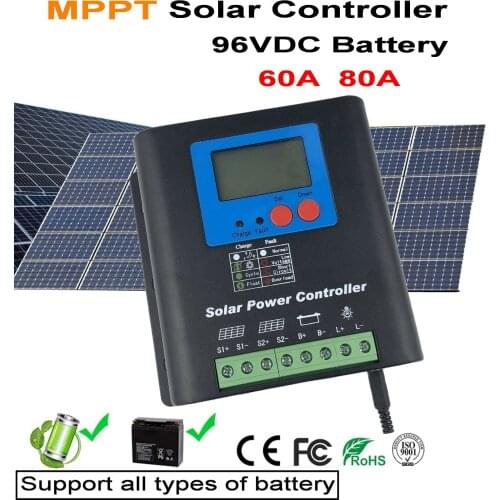 MPPT 96V 110V 120V Solar Charge Controller alll type Battery Adjustable LCD Display Regulator 60A 80A Controller for solar pan