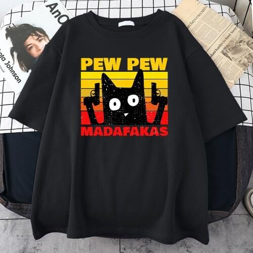 Cartoon Lovely Pew Madafakas Mens T Shirt Casual Funny Mens Clothing Harajuku Big Tshirt For Men Kawaii Man Short Sleeves