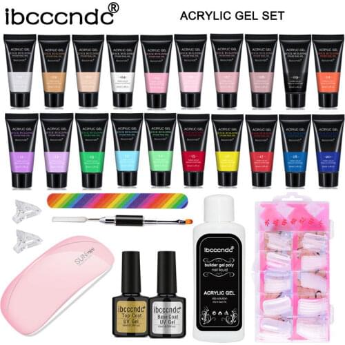 Pro Nail Extension Kit 30ml Polygels 20colors Quick Builder Nail Gel Kit With Base And Top Coat Nail Dryer Slip Solution Clips