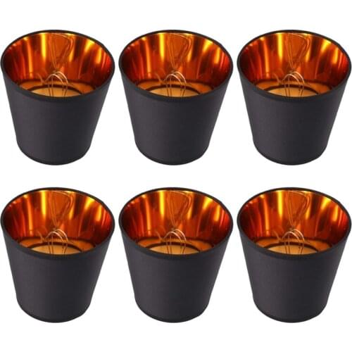 Black Lamp Shades with Gold Lining Clip on Light Shades Candle Chandelier Lampshades, Set of 6