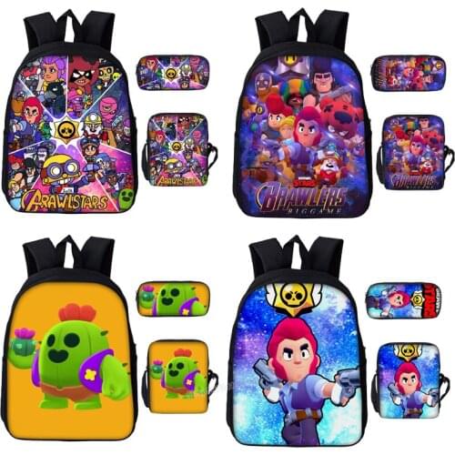 Stars Game Wild Fighting Cartoon Schoolbag Three-Piece Set Teens Anime Backpack Childrens Schoolbag Pencil Bag Satchel