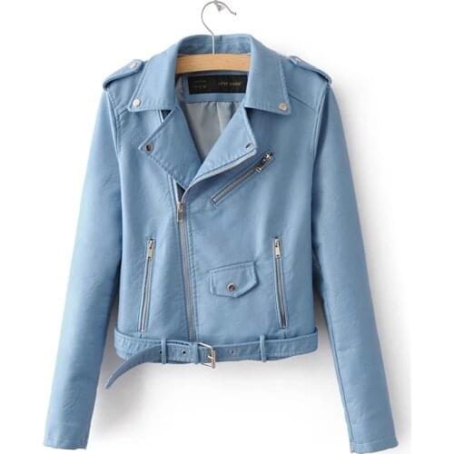 New Arrival 2021 brand Winter Autumn Motorcycle leather jackets yellow leather jacket women leather coat slim PU jacket Leather