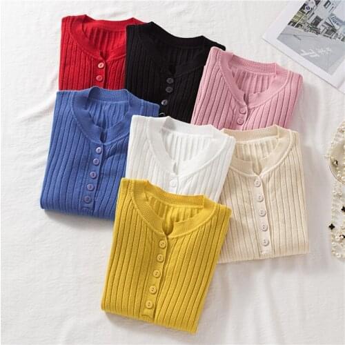 New Single Breasted Woman Sweaters Fashion Round Collar Round Collar Casual Sweater Women Computer Knitted Slim Lady Sweaters