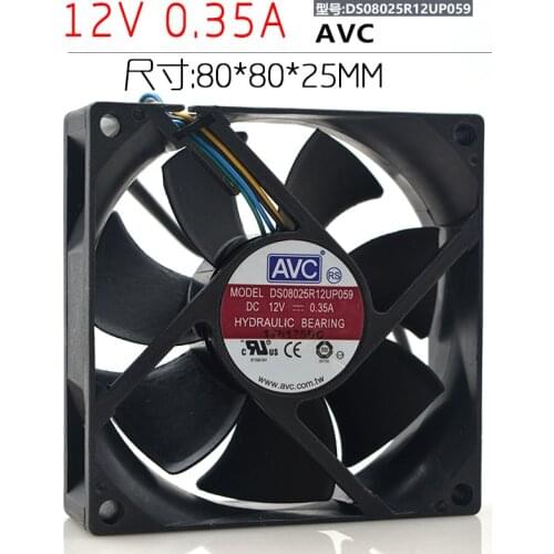 New original 8025 12V 0.35A DS08025R12UP059 8cm 4-pin PWM speed regulating fan