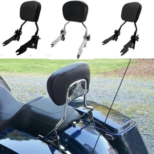 Rear Adjustable Detachable Backrest Sissy Bar For Touring Street Glide Road King 2008-2011 2012 2013 2014 2015 2016 Black Chrome