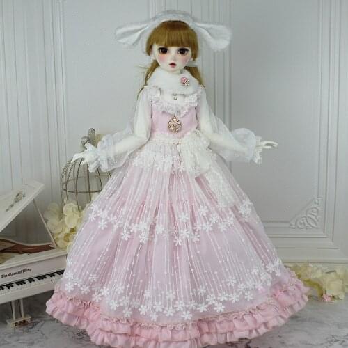 1/6 1/4 1/3 Scale BJD Clothes Retro Lolita Cute Rabbit Dress Set For BJD/SD YOSD MSD SD13 Girl Doll Accessories C1023