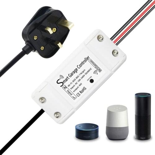 UK Plug WiFi Smart Garage Door Controller Smart Life APP Remote Open Close Monitor Compatible With Alexa Echo Google Home
