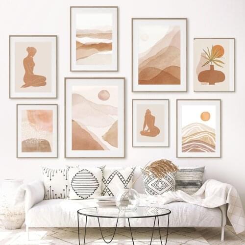 Sun Moon Flower Hand Girl Boho Abstract Lines Wall Art Canvas Painting Posters And Prints Wall Pictures For Living Room Decor