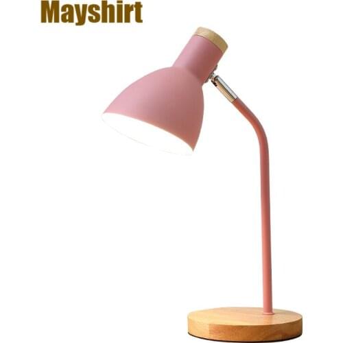 Modern Wood Table Lamps Bedroom Bedside Nightstand Lamp Nordic Pink Led Desk Light Study Reading Book Light Fixtures Home Decor