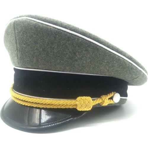 Reproduction WWII WW2 GERMAN ARMY ELITE OFFICER VISOR CAP WOOL FIELD HAT GOLD CORD 57~60 cm Military Store