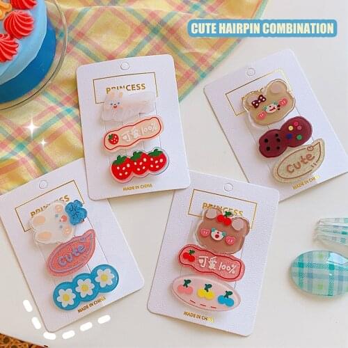 W&G Can Kawaii Cartoon Hairpin Strawberry Side Bangs Clip Headdress Ins Children Side Clip Hairpin Clip