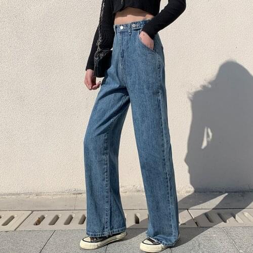 Woman Jeans High Waist Clothes Wide Leg Denim Clothing Blue Streetwear Vintage Quality 2021 Fashion Harajuku Straight Pants