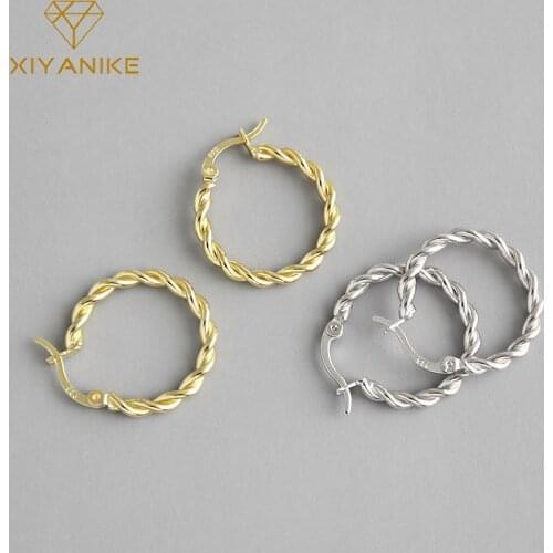 XIYANIKE 925 Sterling Silver 2021 Hot Sale Twisted Hoop Earrings Female Charm Fashion Retro French Luxury Romantic Oorbellen