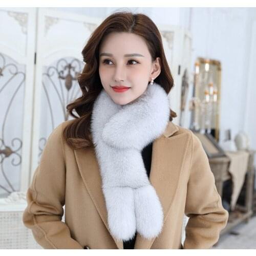 2020 Winter Natural Fox Fur Scarf Women Warm Fashion Female Genuine Fur Scarves Soft Ladies Scarfs Femme