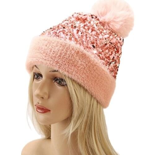 Winter Fur ball Knitted Cap Fashion Men Women Beaines Hat Autumn Skiing Knit Elastic Chapeu Unisex