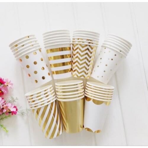 Gold And Silver Multi-Pattern Disposable Paper Cup High Quality Wedding Birthday Party Festival Celebration Party