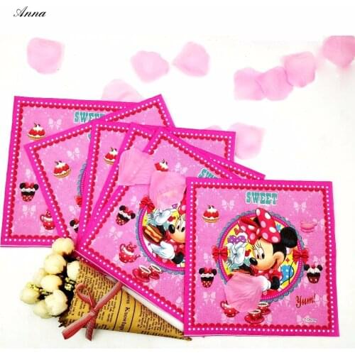 10pc/bag Minnie Mouse Party Supplies Party Supplies Paper Napkin Minnie Mouse Birthday Party Decoration Party Supplies Favors