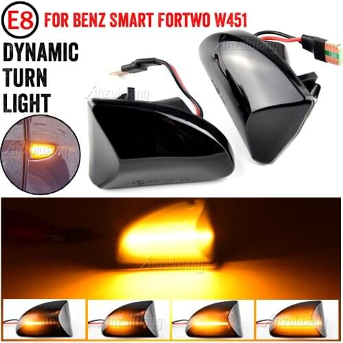 2PCS Smoked lens Amber LED Dynamic side Marker light turn signal lights for Smart Fortwo 451 MK1 & MKII 2007-2015