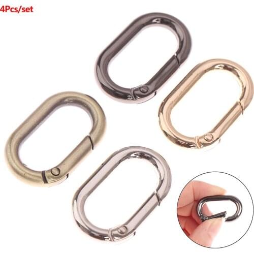 4pcs Zinc Alloy Handbag Buckle Plated Gate Spring Oval Ring Buckles Clips Carabiner Purses Snap Hooks Carabiners Bag Accessories