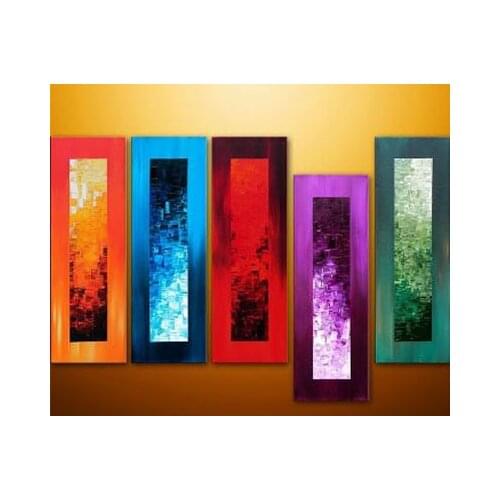 5 pcs Hand Painted Wall Decor-Deja Vu-Modern Canvas Art Wall Decor-Abstract Oil Painting Wall Art