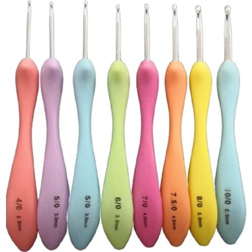 8 pcs Crochet Hook Set Soft Grip Ergonomic Plastic Handle Aluminum Needles Yarn Weaving DIY Craft Tools Weave Sewing Knitting