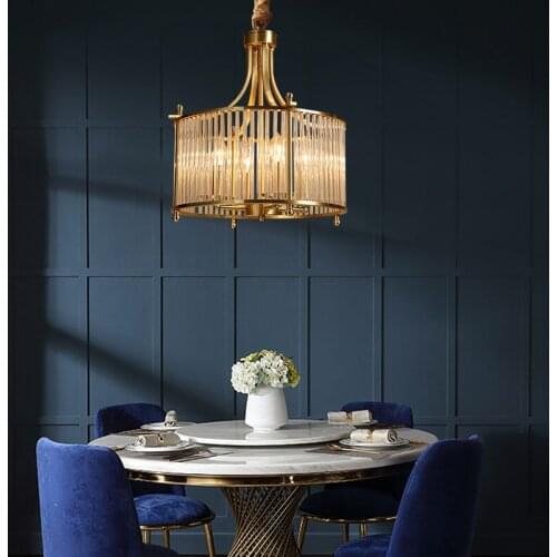 American copper dining room light pure copper crystal dining room bedroom light luxury small apartment lamps