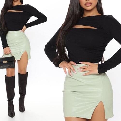 BKLD 2021 Womens T-shirt Spring Three Colors Long Sleeve Pleated Hollow Out Sexy Female Slim Casual Tops Streetwear Basic Tees