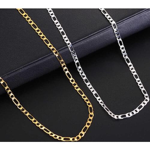 Fashion Simple Chain Gold Color Silver Color For Women Men Necklace 2mm 24" Jewelry Party Unisex Birthday Gift