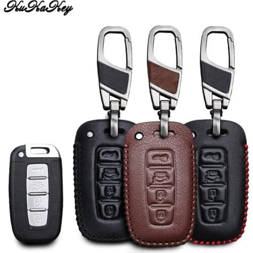 KUKAKEY Genuine Leather Car Key Case For Kia K5 Sportage R Sorento Key Cover Holder Car Styling Accessories Keychain Keyring