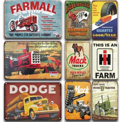 Farmall Truck Tin Poster Sign Vintage Farm trucks Metal Signs Art Wall Sticker Tin Plate Sign Retro Farmhouse Shop Metal Plaque