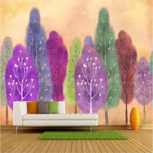 Photo Wallpaper Hand Painted Background Wall Trees Decorative Painting Abstract Wallpaper 3d Free TV Background Kitchen Study