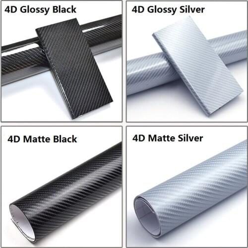 50*100cm 4D Glossy Black Matte Silver Carbon Fiber Car Styling Stickers PVC Interior Vinyl Wrap Film for Laptop Mobile Phone
