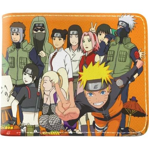 Japanese Anime Kakashi Sasuke Black Leaf Village Konoha Ninja Wallet With Coin Pocket Card Holder For Mens Womens Purse
