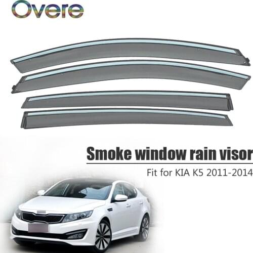 Overe 4Pcs/1Set Smoke Window Rain Visor For Kia K5/Optima 2011 2012 2013 2014 Styling Awnings Shelters Guard Accessories
