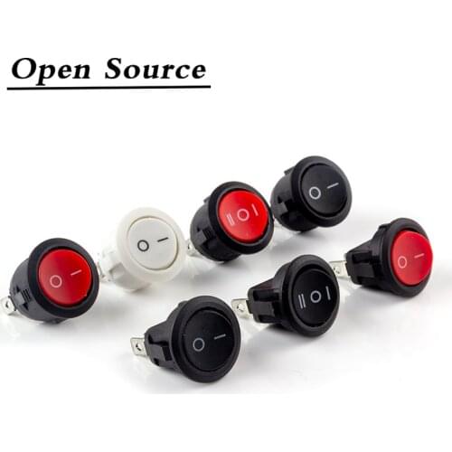 5/10Pcs KCD1 2Pin 3Pin 20mm on-Off on-Off-On SPST Round Rocker Switch 10A/250V Push Button Switch Self-locking/Latching