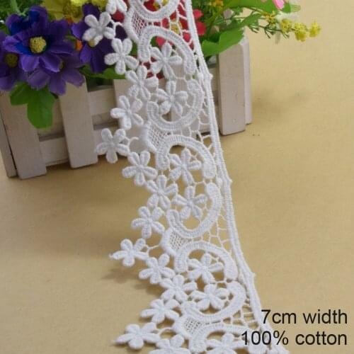 10yard 7cm wide 100% cotton lace sewing ribbon guipure lace trim fabric warp knitting DIY Garment Accessories wedding lace#3272