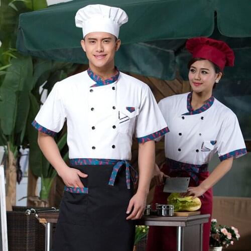 Chefs Jacket Short Sleeve Summer Clothing Man Chefs Uniform Restaurant Baker Jackets,Concise Waiter Kitchen Work Wear B-6057