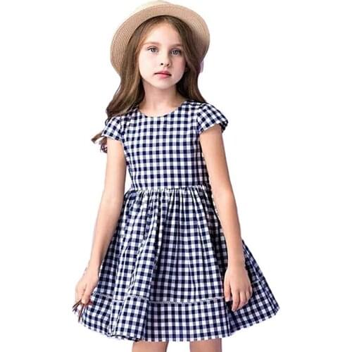 Toddler Little Girl Summer Dress Sleeveless Cotton Casual Flower Shirt Playwear Jumper Skirt Sundress Black Check