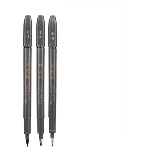 3 pcs/lot Multifunction Brush Pen Black Calligraphy Pen Markers Art Writing Office School Supplies Stationery Student