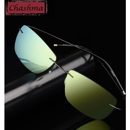 Stainless Steen Prescription Sunglasses Polarized Men Mirror Coating UV 400 Lens Anti Glare Rimless Glasses Women Myopia Glass