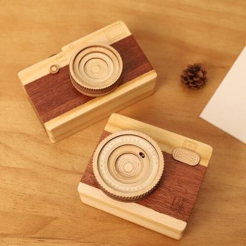 Wooden Camera Music Box музыкальная шкатулка Personality Porch Decoration Crafts Ornaments Send Female Birthday Gift Typewriter
