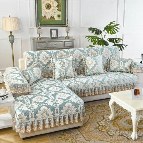 New Sofa Cover Pillow Chenille Cloth Sofa Cushion Armrest Towel Table Runner European Corner Couch Cover For Living Room Decor