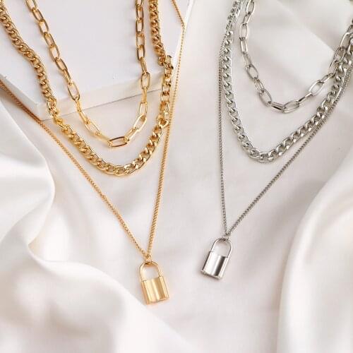 New Vintage Golden Chain Choker Necklace for Women Fashion Punk Metal Multilayer Chain Necklace 2021 Trend Female Men Jewelry